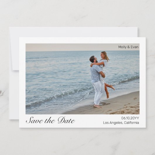 Strand Romance Border Foto Bruiloft Save the Date Kaart (Voorkant)