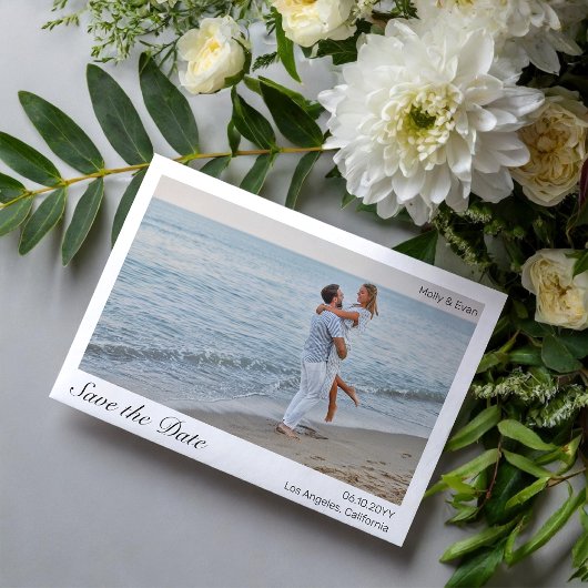 Strand Romance Border Foto Bruiloft Save the Date Magnetische Uitnodiging
