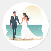 Strand Romance bruiloft Sticker (Voorkant)