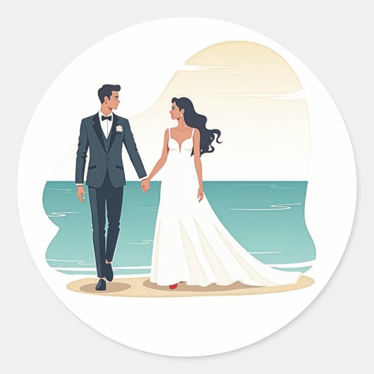 Strand Romance bruiloft Sticker (Voorkant)