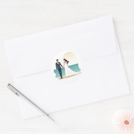 Strand Romance bruiloft Sticker (Envelop)