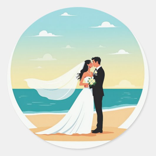 Strand Romance bruiloft Sticker (Voorkant)