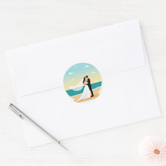 Strand Romance bruiloft Sticker (Envelop)