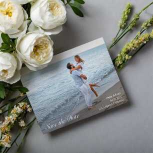 Strand Romance Foto Bruiloft Save the Date Kaart
