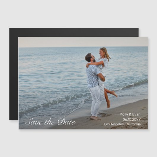 Strand Romance Foto Bruiloft Save the Date Magnetische Uitnodiging (Voorkant / Achterkant)