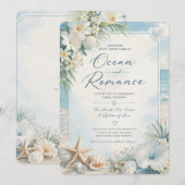 Strand Romantische Bruiloft Uitnodiging (Voorkant / Achterkant)