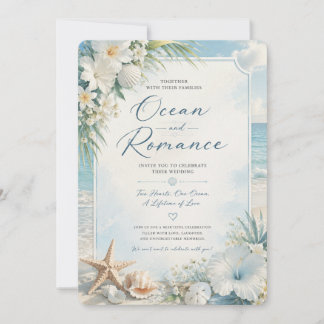 Strand Romantische Bruiloft Uitnodiging