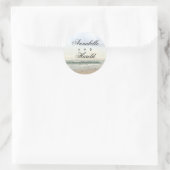 Strand Romantische zomer bruiloft Ronde Sticker (Tas)