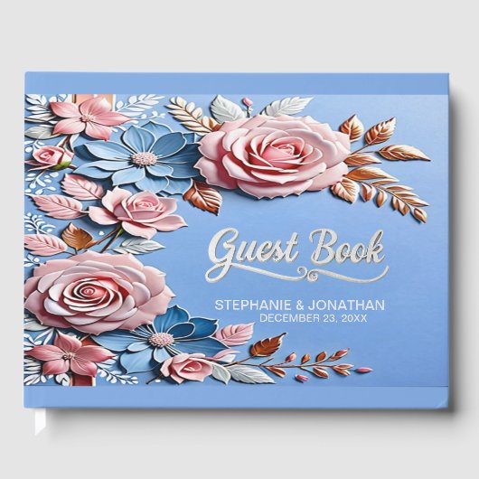 Strand Roos Quartz & Serenity Wedding Gastenboek (Voorkant)