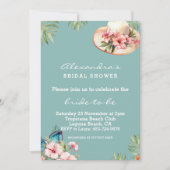 Strand Roze Bloemen Blauw Tropisch Vrijgezellenfee Kaart (Voorkant)