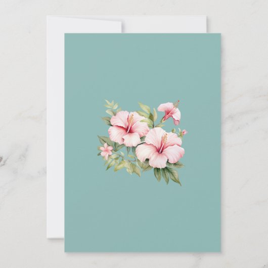 Strand Roze Bloemen Blauw Tropisch Vrijgezellenfee Kaart (Achterkant)