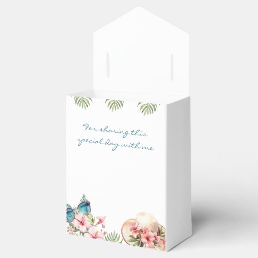 Strand Roze Bloemen Tropisch Vrijgezellenfeest Bedankdoosjes (Geopend)