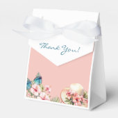 Strand Roze Bloemen Tropisch Vrijgezellenfeest Bedankdoosjes (Voorkant Zijde)