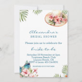 Strand Roze Bloemen Tropisch Vrijgezellenfeest Kaart (Voorkant)