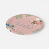 Strand Roze Bloemen Tropisch Vrijgezellenfeest Papieren Bordje (Gekanteld)