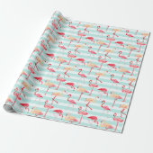 Strand roze flamingo streep inpakpapier (Uitgerold)