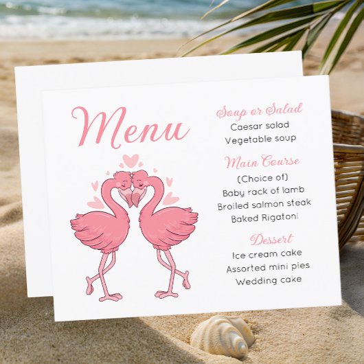 Strand Roze Flamingo's Tropisch Trouwmenu