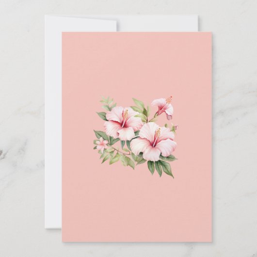 Strand Roze Hibiscus Bloemen Tropisch Vrijgezellen Kaart (Achterkant)