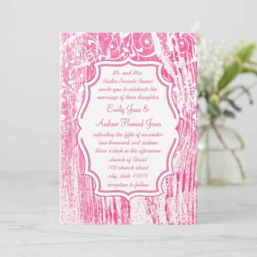 Strand Roze Oud Driftwood Swirl Bruiloft Kaart (Staand voorkant)
