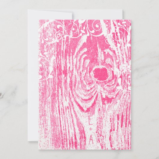 Strand  Roze Oud Driftwood Swirl Bruiloft Kaart (Achterkant)