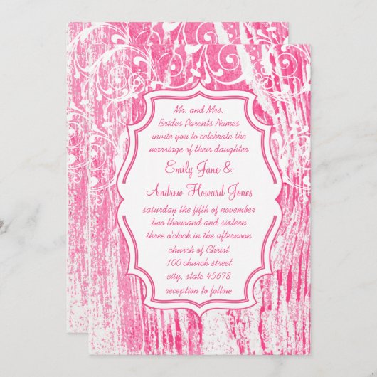 Strand  Roze Oud Driftwood Swirl Bruiloft Kaart (Voorkant / Achterkant)