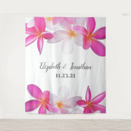 Strand Roze Plumeria Bloemen Hawaii Trouw Achtergr Wandkleed