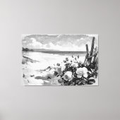 *~* Strand Rozen B & W TV2 Stretched Canvas Print (Voorkant)