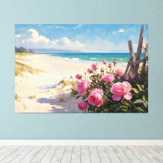 *~* Strand Rozen hekken TV2 Uitgerekte Canvas Prin (Insitu (Houten vloer))