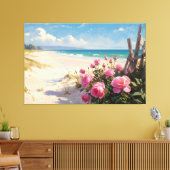 *~* Strand Rozen hekken TV2 Uitgerekte Canvas Prin (Insitu (Woonkamer))