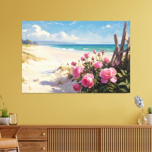 *~* Strand Rozen hekken TV2 Uitgerekte Canvas Prin Afdruk (Insitu (Woonkamer))