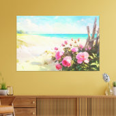 *~* Strand Rozen Omheining TV2 Uitgerekte Canvas P (Insitu (Woonkamer))