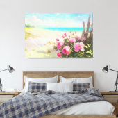 *~* Strand Rozen Omheining TV2 Uitgerekte Canvas P Afdruk (Insitu (Slaapkamer))