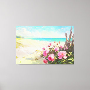 *~* Strand Rozen Omheining TV2 Uitgerekte Canvas P Afdruk
