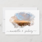 *~* STRAND RSVP - QR REGENBOOG AR11 STRAND BRUILOF KAART (Voorkant)