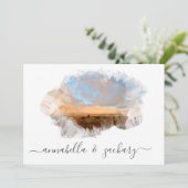 *~* STRAND RSVP - QR REGENBOOG AR11 STRAND BRUILOF KAART (Staand voorkant)