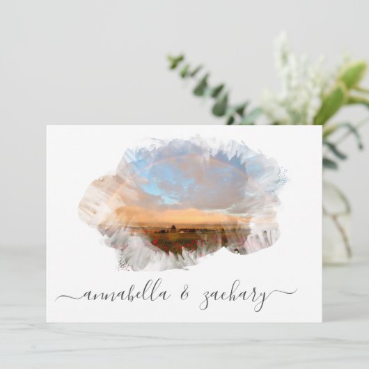 *~* STRAND RSVP - QR REGENBOOG AR11 STRAND BRUILOF KAART (Staand voorkant)