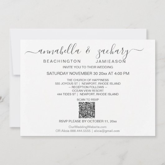 *~* STRAND RSVP - QR REGENBOOG AR11 STRAND BRUILOF KAART (Achterkant)