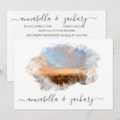 *~* STRAND RSVP - QR REGENBOOG AR11 STRAND BRUILOF KAART (Voorkant / Achterkant)