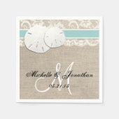 Strand Rustieke Burlap Kant Bruiloft Servet (Voorkant)