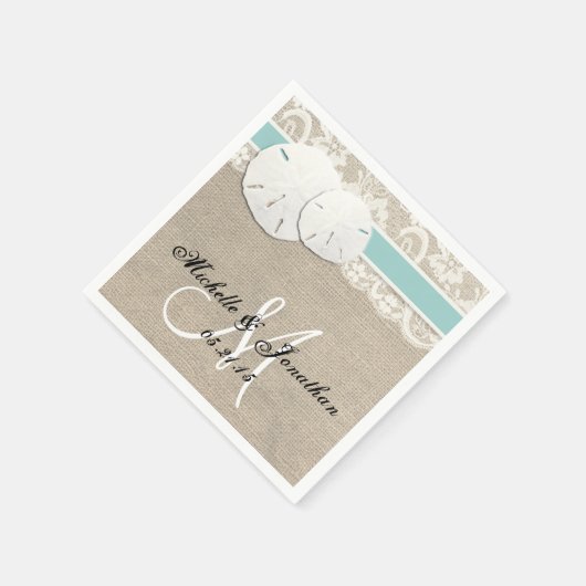 Strand Rustieke Burlap Kant Bruiloft Servet (Hoek)