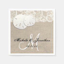 Strand Rustieke Burlap Kant Bruiloft Servet