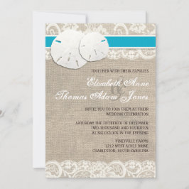 Strand Rustieke Burlap Kant Bruiloft Uitnodiging M