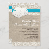 Strand Rustieke Burlap Kant Bruiloft Uitnodiging M (Voorkant / Achterkant)