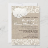 Strand Rustieke Burlap Lace bruiloft uitnodiging (Voorkant)