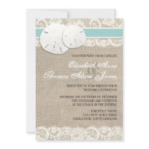 Strand Rustieke Burlap Lace bruiloft uitnodiging