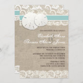 Strand Rustieke Burlap Lace bruiloft uitnodiging (Voorkant / Achterkant)