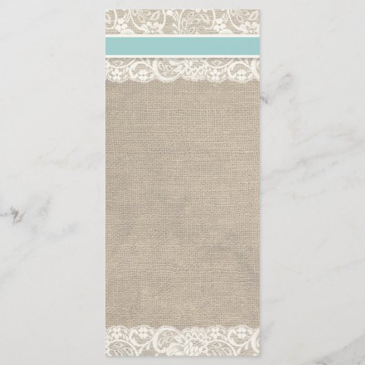 Strand Rustieke Burlap Lace Menu Kaart - Turquoise (Achterkant)