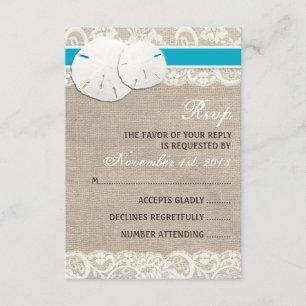 Strand Rustieke Burlap Lace RSVP-kaart - Malibu RSVP Kaartje