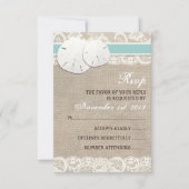 Strand Rustieke Burlap Lace RSVP-kaart RSVP Kaartje (Voorkant)