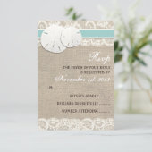 Strand Rustieke Burlap Lace RSVP-kaart RSVP Kaartje (Staand voorkant)